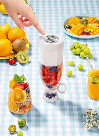 Portable Travel Juice Blender with Pink Base, 420ml Capacity, Fresh Fruit Smoothie Maker, Travel Bottle Juicer
