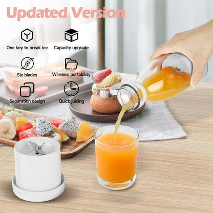 Portable Travel Juice Blender with Pink Base, 420ml Capacity, Fresh Fruit Smoothie Maker, Travel Bottle Juicer